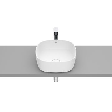 Lavoar tip bol Roca Inspira Soft 370x370cm, fara orificiu baterie, fara preaplin, montare pe blat, alb mat