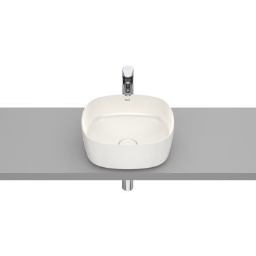 Lavoar tip bol Roca Inspira Soft 370x370cm, fara orificiu baterie, fara preaplin, montare pe blat, bej