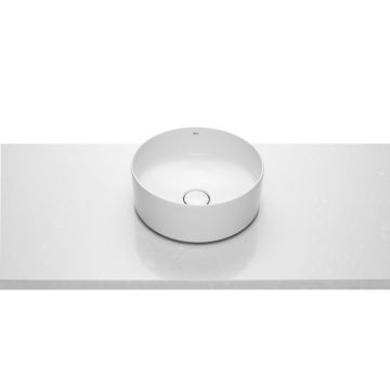 Lavoar tip bol Roca Inspira Round 370x37mm, fara orificiu baterie, fara preaplin, montare pe blat, alb