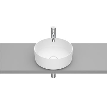 Lavoar tip bol Roca Inspira Round 370x37mm, fara orificiu baterie, fara preaplin, montare pe blat, alb mat