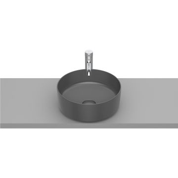 Lavoar tip bol Roca Inspira Round 370x37mm, fara orificiu baterie, fara preaplin, montare pe blat, onyx