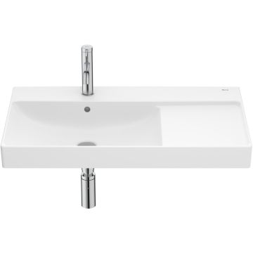 Lavoar asimetric Roca Ona 80x46cm, orientare stanga, alb mat