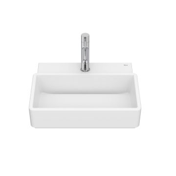 Lavoar Roca Tura Compact 45x36cm, fara orificiu preaplin, alb mat