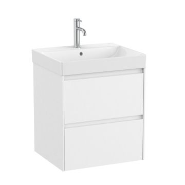 Set mobilier Roca Ona cu dulap baza cu doua sertare 55cm si lavoar, alb mat