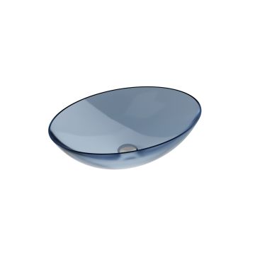 Lavoar oval tip bol Besco Anya 50x35cm, ResiCast, transparent, ventil click-clack crom, Blue Wave