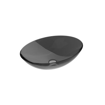 Lavoar oval tip bol Besco Anya 50x35cm, ResiCast, transparent, ventil click-clack crom, Carbon Grey