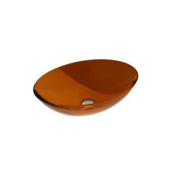 Lavoar oval tip bol Besco Anya 50x35cm, ResiCast, transparent, ventil click-clack crom, Earth Rust