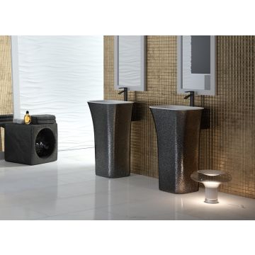 Lavoar free-standing Besco Assos Glam 40x50x85cm, compozit mineral, Graphite