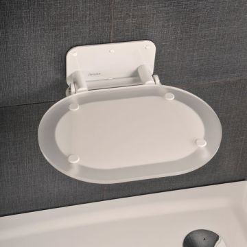 Scaun pliabil pentru dus Ravak Ovo Chrome, max 150kg, alb
