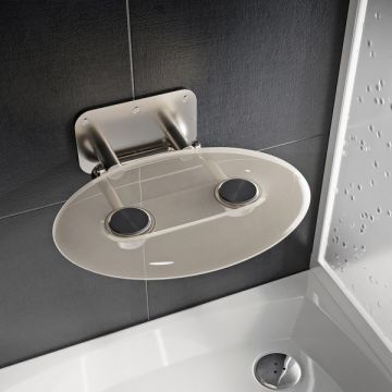 Scaun pliabil pentru dus Ravak Ovo P II Clear, max 150kg, transparent