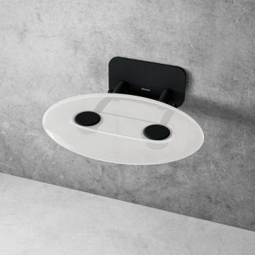 Scaun pliabil pentru dus Ravak Ovo P II Clear-Black, max 150kg, transparent