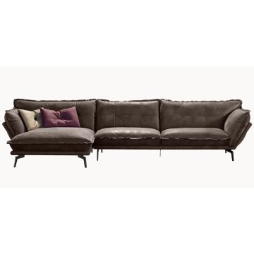 Canapea de colt Gamma Dandy Hollywood 353x160cm stanga, piele Burt F614, HandMade in Italy