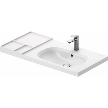 Lavoar Duravit Aurena 100x50cm, HygieneGlaze Plus, montare pe mobilier, orientare dreapta, ventil ceramic inclus, alb