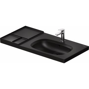 Lavoar Duravit Aurena 100x50cm, HygieneGlaze Plus, montare pe mobilier, orientare dreapta, ventil ceramic inclus, negru mat