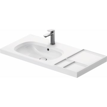 Lavoar Duravit Aurena 100x50cm, HygieneGlaze Plus, montare pe mobilier, orientare stanga, ventil ceramic inclus, alb