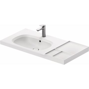 Lavoar Duravit Aurena 100x50cm, HygieneGlaze Plus, montare pe mobilier, orientare stanga, ventil ceramic inclus, alb mat