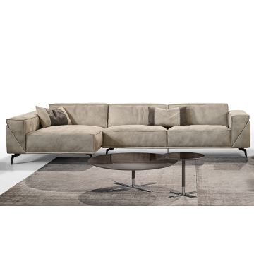 Canapea de colt Gamma Dandy Edwin 343x160cm stanga, piele Burt F613, HandMade in Italy