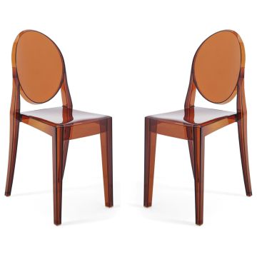 Set 2 scaune Kartell Victoria Ghost design Philippe Starck, maro transparent