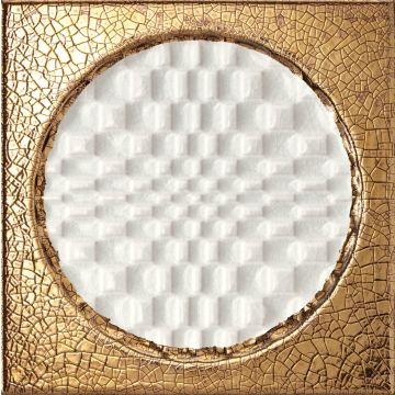 Decor faianta Iris Citta di Faenza 15x15cm, 10mm, Bianco Decoro Oro Glossy