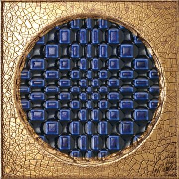 Decor faianta Iris Citta di Faenza 15x15cm, 10mm, Blu Decoro Oro Glossy