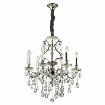 Lustra Ideal Lux Gioconda SP6, 6x40W, 62x93-118cm, argintiu