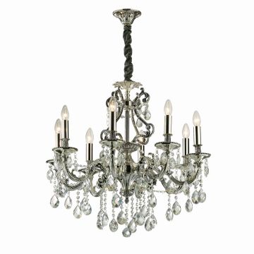 Lustra Ideal Lux Gioconda SP8, 8x40W, 73x95-120cm, argintiu
