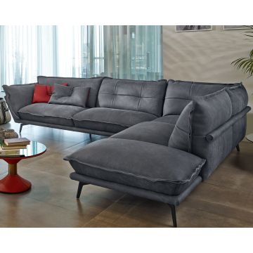 Canapea de colt Gamma Dandy Hollywood 332x263cm dreapta, piele Deluxe Sauvage J726, HandMade in Italy