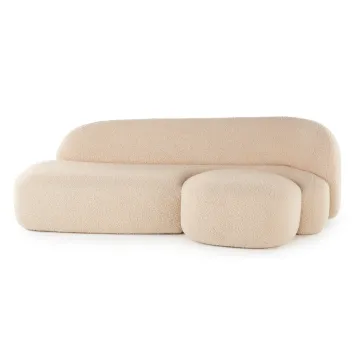 Canapea de colt Kartell Aaland, design Patricia Urquiola, orientare dreapta, tapiterie boucle strech, crem