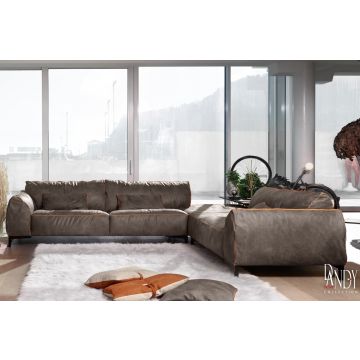 Canapea de colt Gamma Dandy Kong 325x259cm dreapta, piele Burt F614, HandMade in Italy