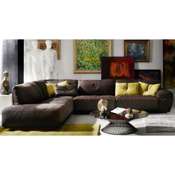 Canapea de colt Gamma Dandy Limousine 330x262cm stanga, piele Burt F611, HandMade in Italy