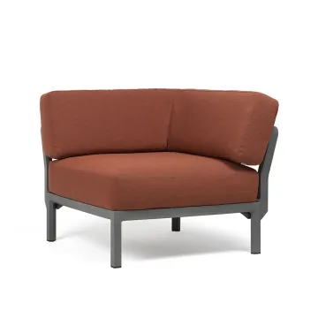 Element de colt Nardi Maximo, cadru gri Basalto, perne maro Cannella Sunbrella