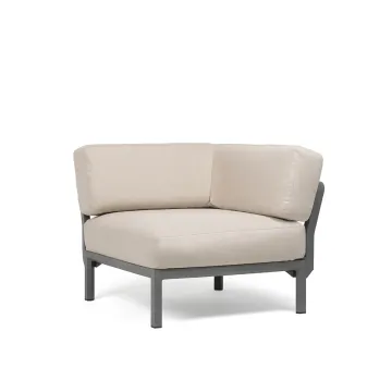 Element de colt Nardi Maximo, cadru gri Basalto, perne alb Perla Sunbrella