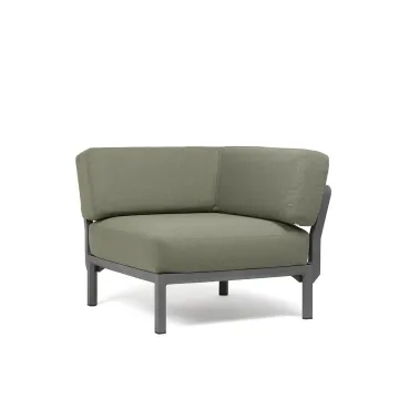 Element de colt Nardi Maximo, cadru gri Basalto, perne verde Timo Sunbrella