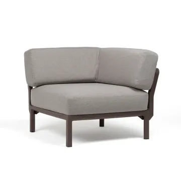 Element de colt Nardi Maximo, cadru maro Terra, perne gri Lava Sunbrella