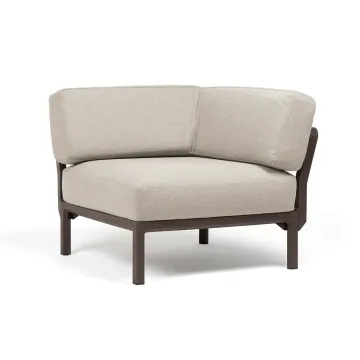 Element de colt Nardi Maximo, cadru maro Terra, perne alb Perla Sunbrella