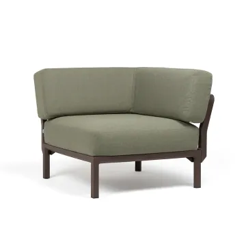 Element de colt Nardi Maximo, cadru maro Terra, perne verde Timo Sunbrella