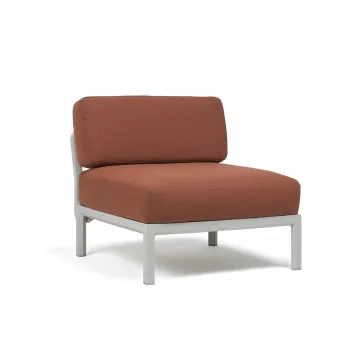 Element central Nardi Maximo, cadru alb Gesso, perne maro Cannella Sunbrella