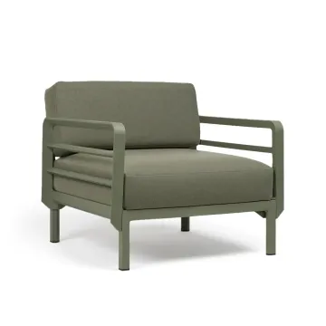 Fotoliu exterior Nardi Maximo, cadru verde Cactus, perne verde Timo Sunbrella