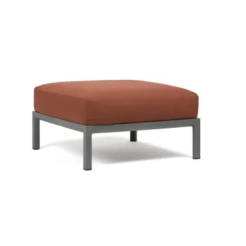 Pouf exterior Nardi Maximo 82.5x82.5cm, cadru gri Basalto, perna maro Cannella Sunbrella