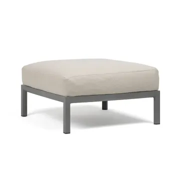 Pouf exterior Nardi Maximo 82.5x82.5cm, cadru gri Basalto, perna alb Perla Sunbrella