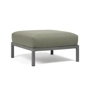 Pouf exterior Nardi Maximo 82.5x82.5cm, cadru gri Basalto, perna verde Timo Sunbrella