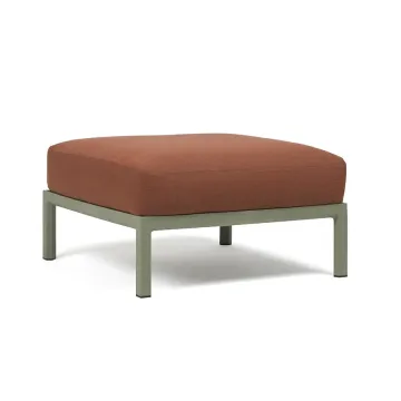 Pouf exterior Nardi Maximo 82.5x82.5cm, cadru verde Cactus, perna maro Cannella Sunbrella