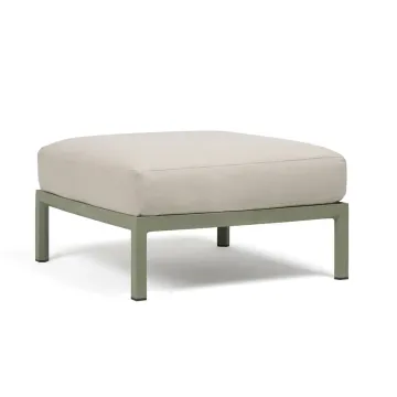 Pouf exterior Nardi Maximo 82.5x82.5cm, cadru verde Cactus, perna alb Perla Sunbrella
