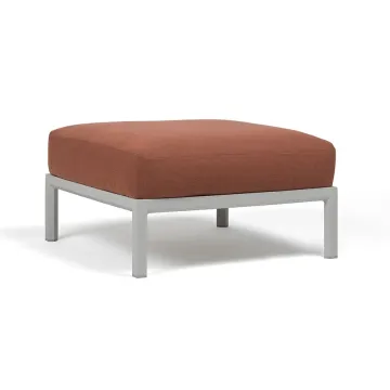 Pouf exterior Nardi Maximo 82.5x82.5cm, cadru alb Gesso, perna maro Cannella Sunbrella