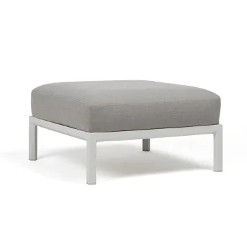 Pouf exterior Nardi Maximo 82.5x82.5cm, cadru alb Gesso, perna gri Lava Sunbrella