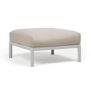 Pouf exterior Nardi Maximo 82.5x82.5cm, cadru alb Gesso, perna alb Perla Sunbrella