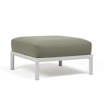 Pouf exterior Nardi Maximo 82.5x82.5cm, cadru alb Gesso, perna verde Timo Sunbrella