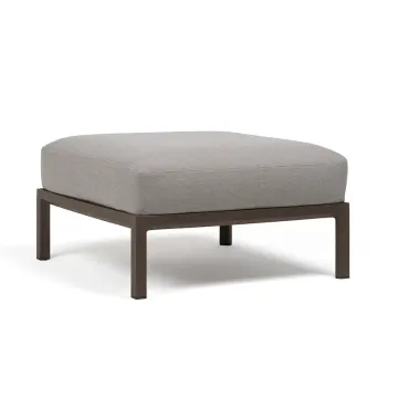 Pouf exterior Nardi Maximo 82.5x82.5cm, cadru maro Terra, perna gri Lava Sunbrella