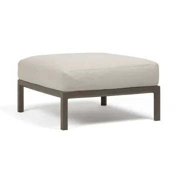 Pouf exterior Nardi Maximo 82.5x82.5cm, cadru maro Terra, perna alb Perla Sunbrella