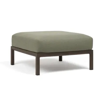 Pouf exterior Nardi Maximo 82.5x82.5cm, cadru maro Terra, perna verde Timo Sunbrella